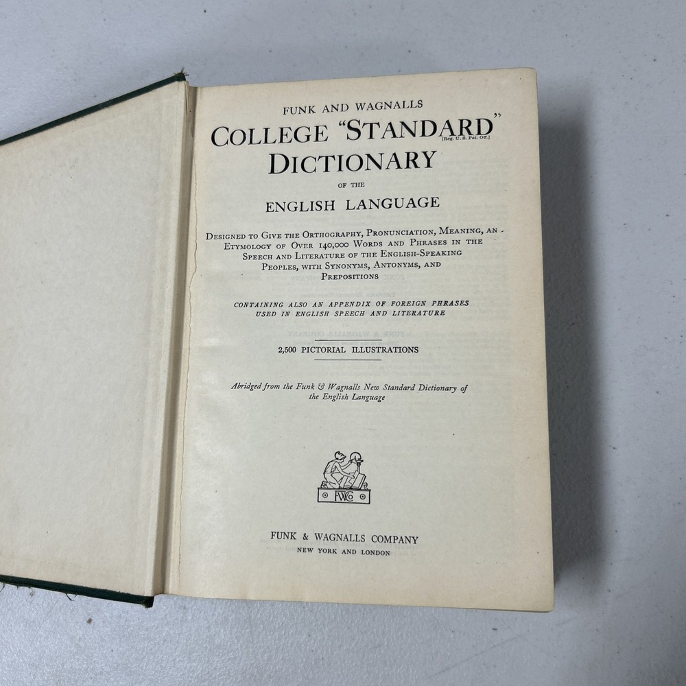 VTG hardcover copy of the Funk & Wagnalls College Standard Dictionary